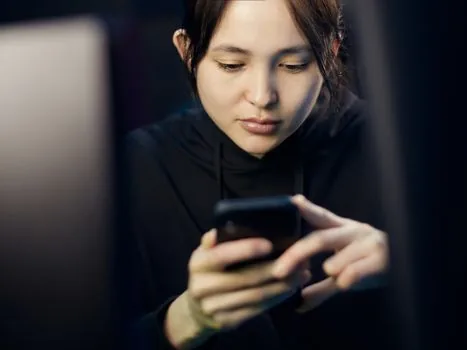 person checking phone privacy settings