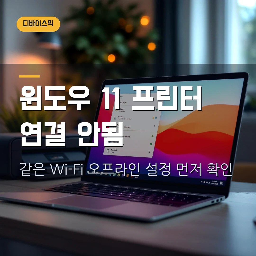윈도우 11 프린터 연결 안됨 2026 — 추가 안 될 때 같은 Wi-Fi·오프라인 설정 먼저 확인