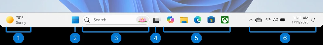 Windows 11 작업표시줄 구성도