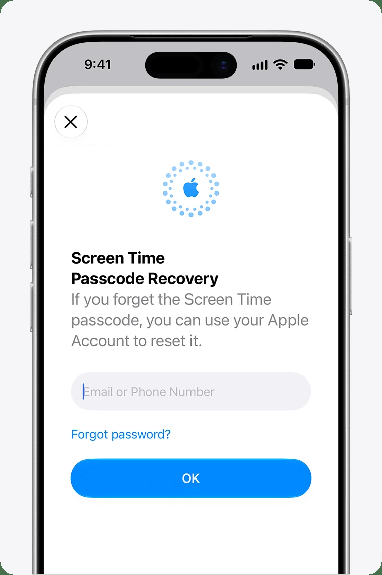 Apple Screen Time Passcode Recovery 공식 화면