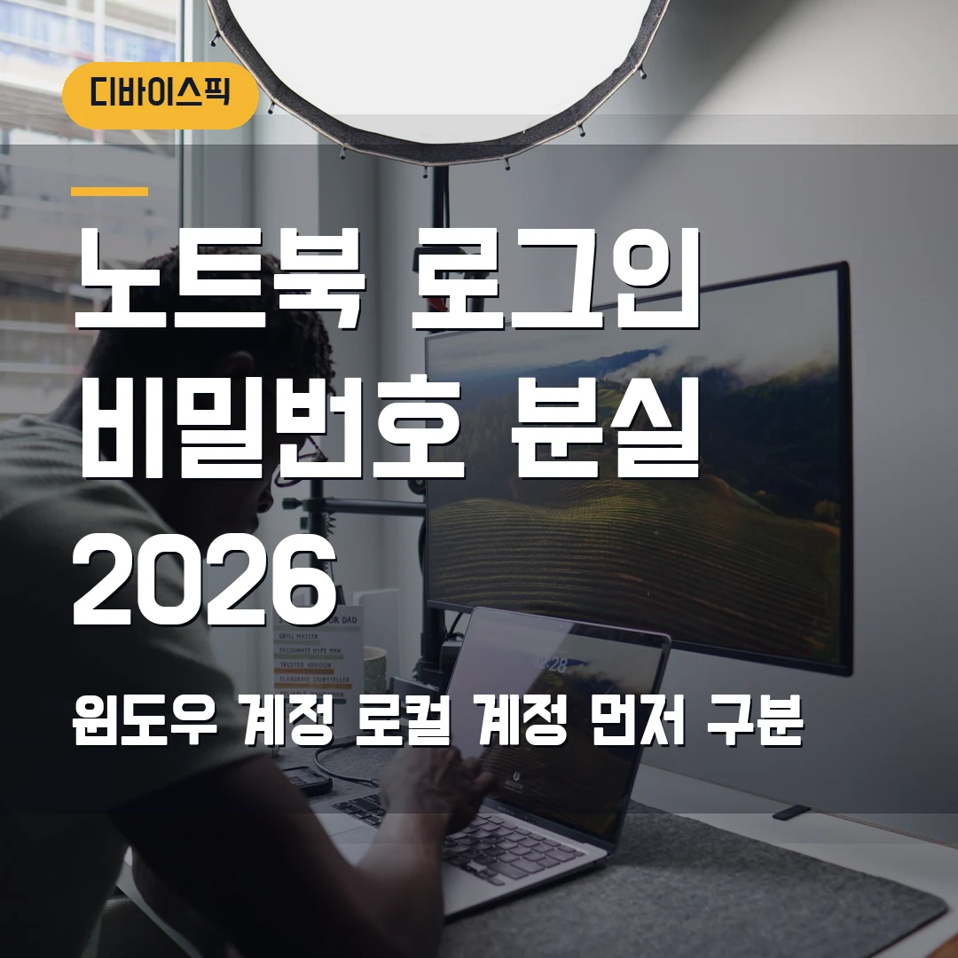 노트북 로그인 비밀번호 분실 2026 — 윈도우 계정·로컬 계정에서 막힐 때
