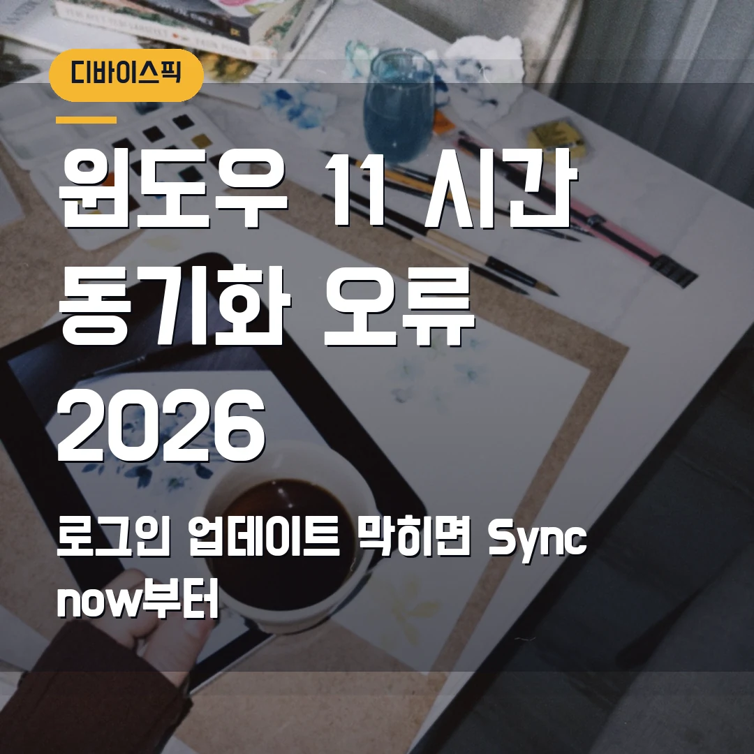 윈도우 11 시간 동기화 오류 2026 — 로그인·업데이트가 막힐 때 Sync now부터