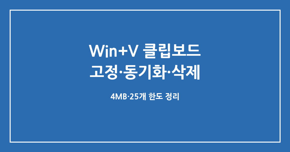 Windows 11 클립보드 기록, Win+V로 켜고 고정·동기화·삭제하는 방법